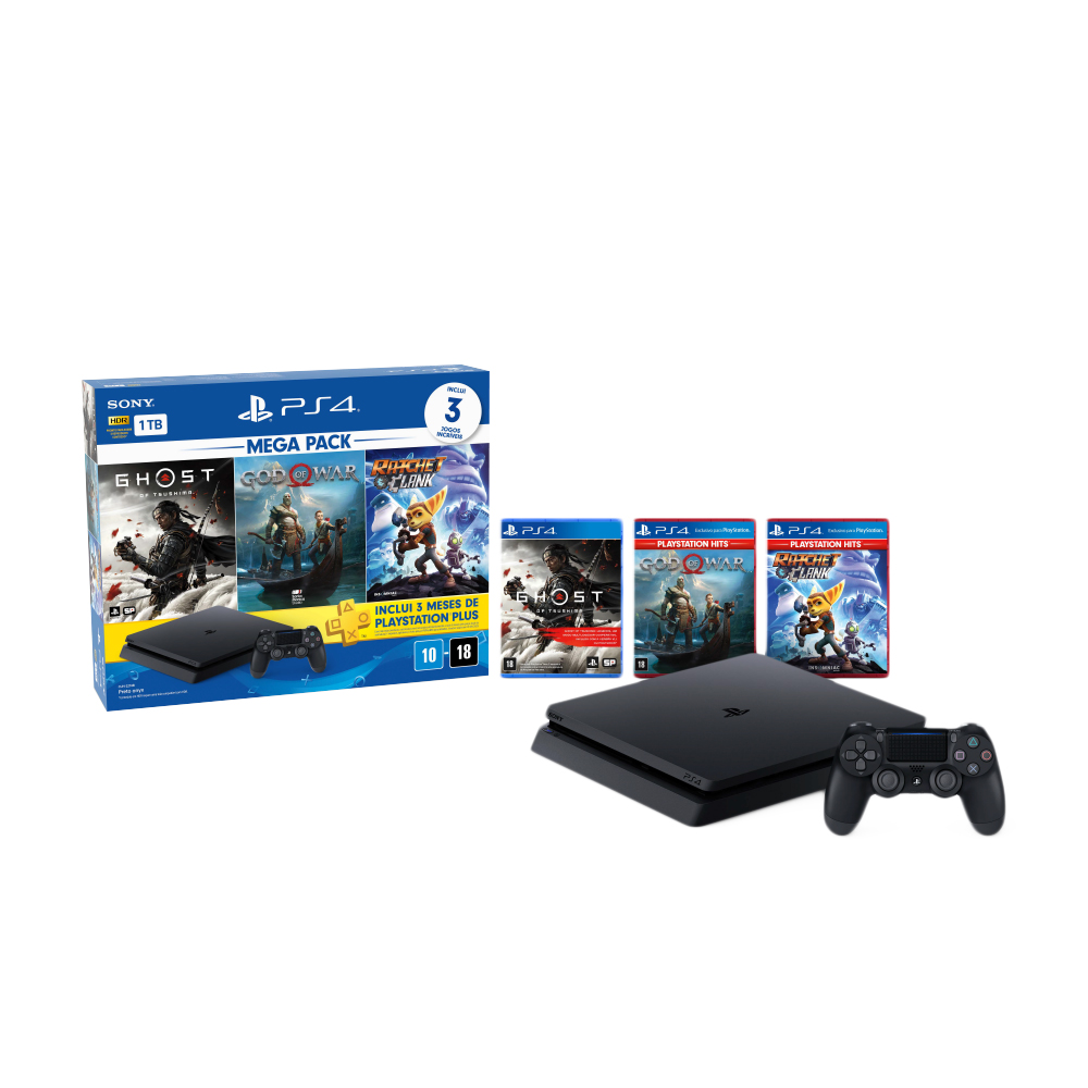 Playstation 4 Pro - Ps4 Pro Branco 1tb 3 Jogos Mídia Física